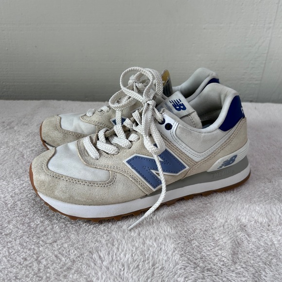 New Balance Shoes - New Balance 574 Angora Blue Suede Sneakers WL574CBL Womens 6